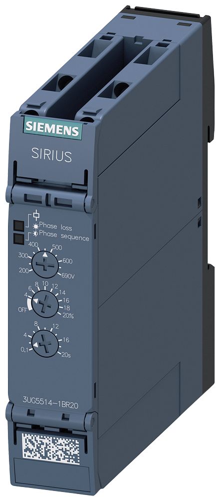 Siemens Phase, Voltage Monitoring Relay, 3 Phase, DPDT, 160 → 760V ac, DIN Rail