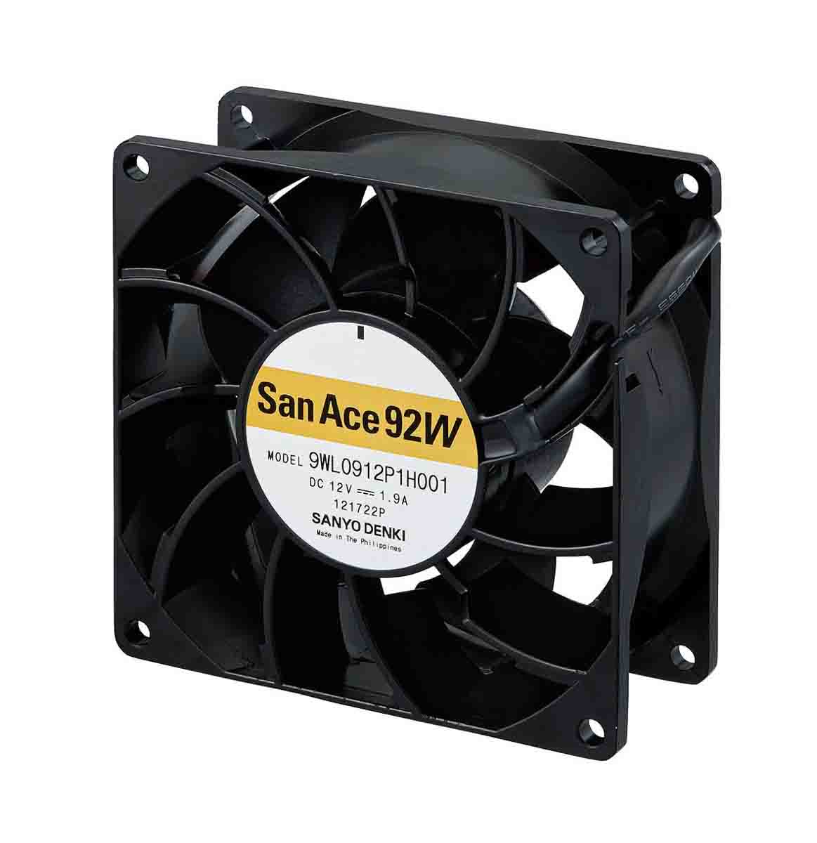 Sanyo Denki 9WL Series Axial Fan, 24 V dc, DC Operation, 3.7m³/min, 22.8W, 950mA Max, IP68, 92 x 92 x 38mm