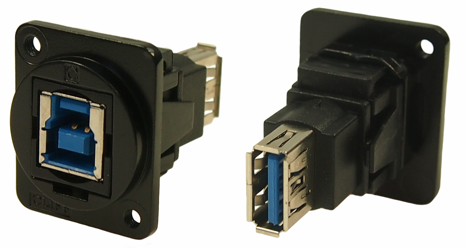 RS PRO Straight, Panel Mount, Socket to Socket- Single Port Type B to A 3.0 IP40 Feedthrough USB Connector