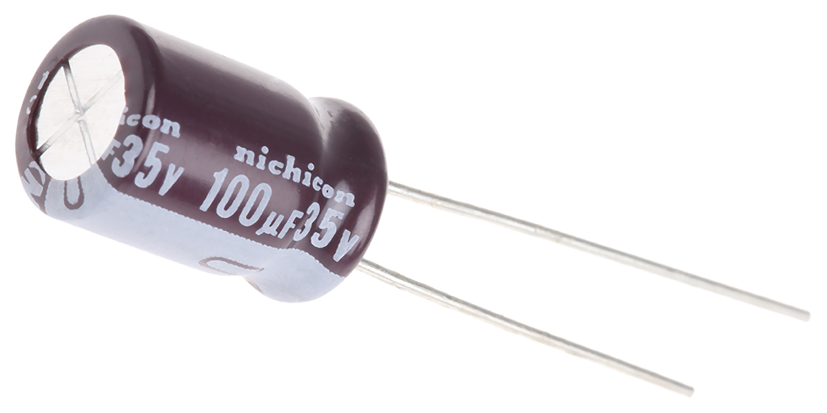 Nichicon 100μF Aluminium Electrolytic Capacitor 35V dc, Radial, Through Hole - UPV1V101MGD