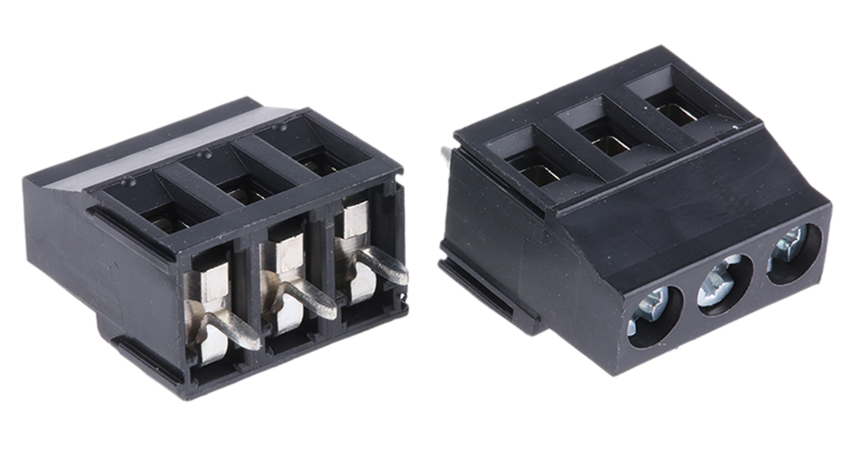 Phoenix Contact MKDSN 2.5/ 3-5.08 HT BK Series PCB Terminal Block, 5.08mm Pitch, Through Hole Mount, Solder Termination