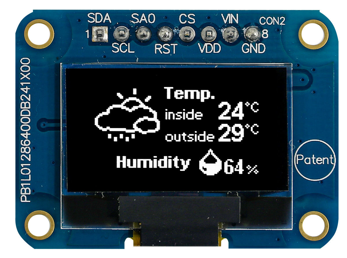 Midas 0.96in White Passive matrix OLED Display 128 x 64pixels COB I2C Interface