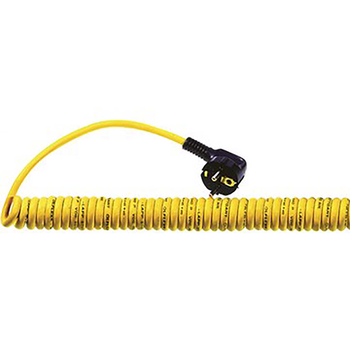 EPIC Coiled 3 Core Power Cable, Yellow Polyurethane PUR, 600mm