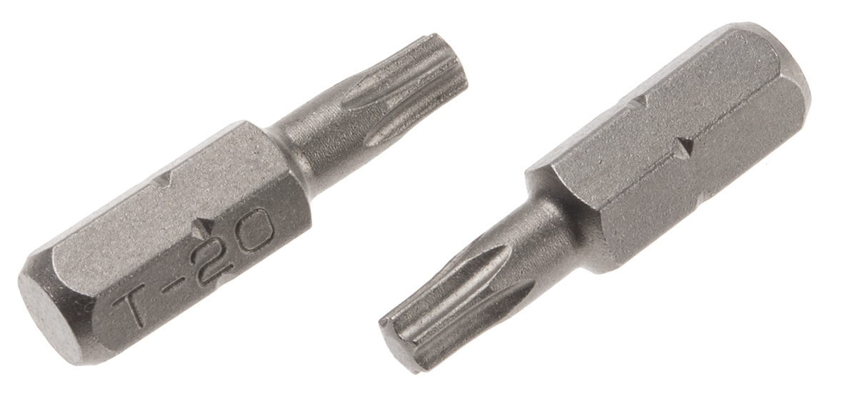 RS PRO Star Driver Bit, T20 mm Tip, 1/4 in Drive, 25mm Overall