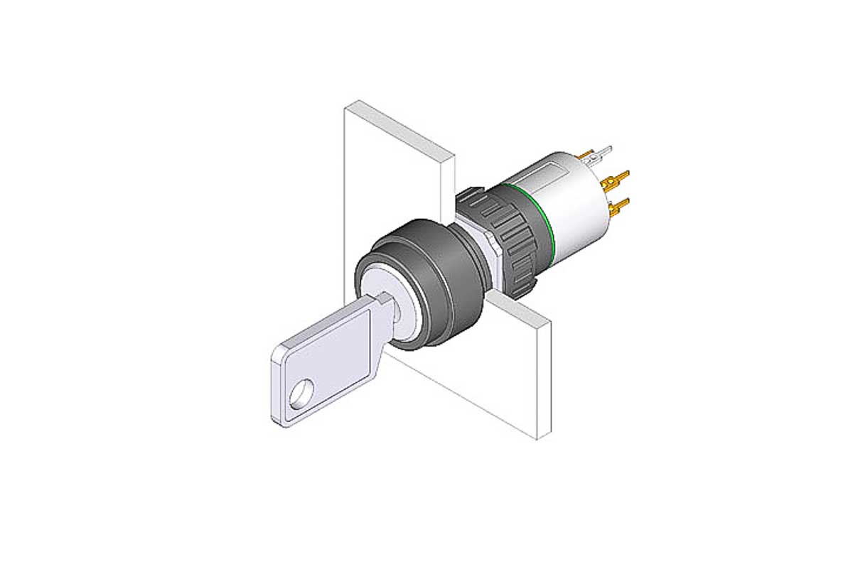 EAO IP65 Key Switch, SPDT, 100 mA 2-Way