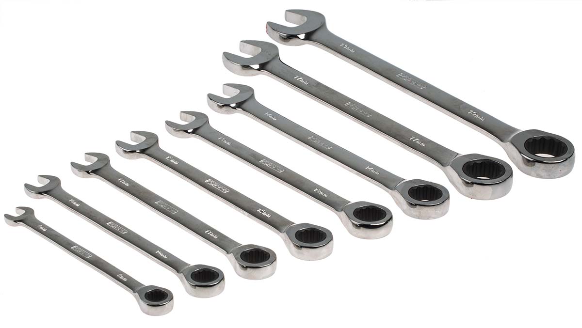 RS PRO 12-Piece Spanner Set, 8 → 19 mm, Steel