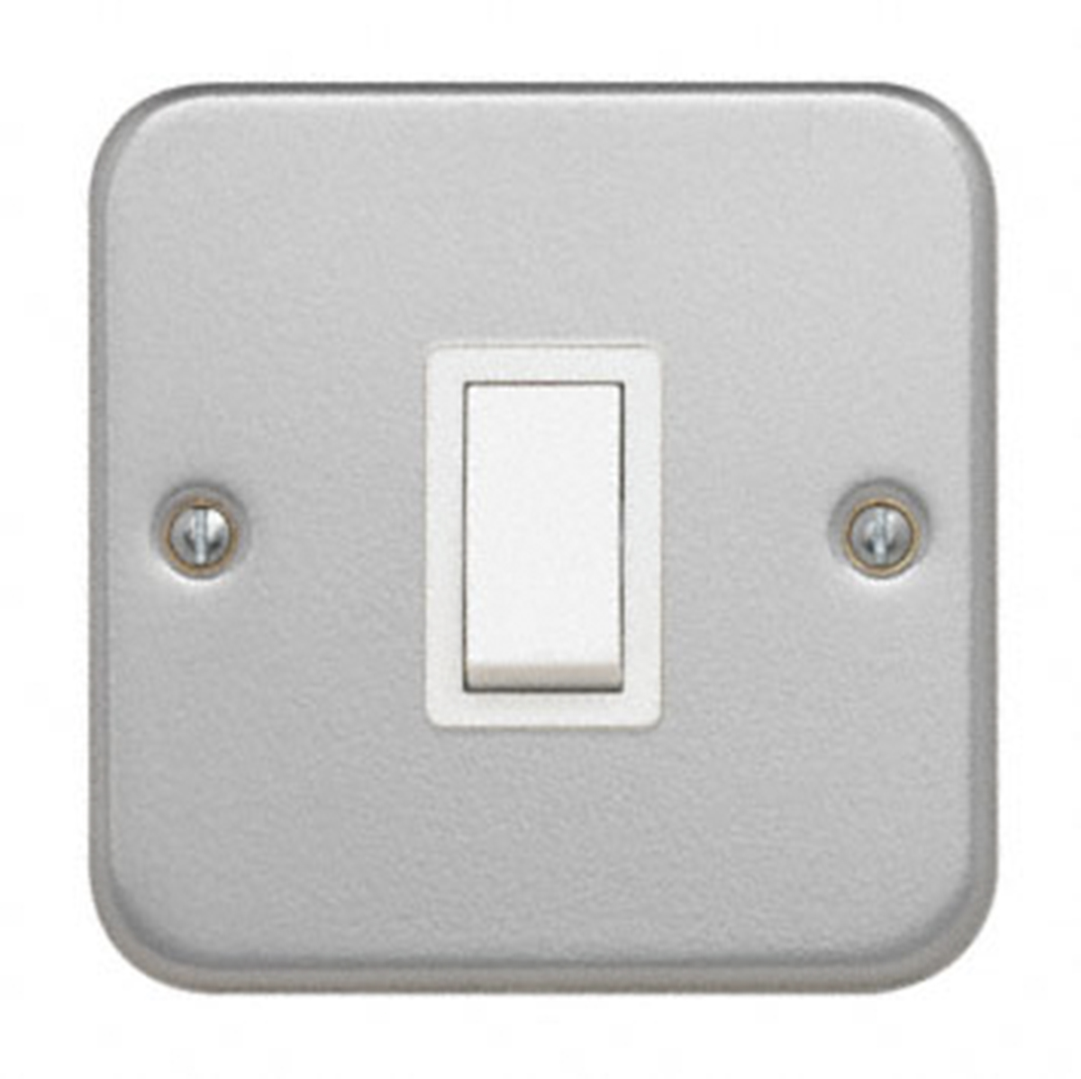 Contactum White Metal Clad Switch, 1 Gang, Metal Clad