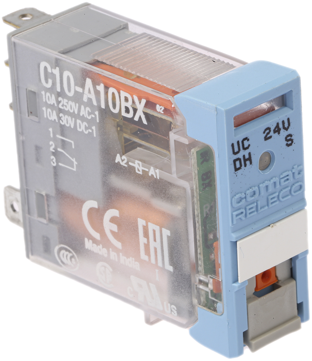 Releco Plug In Power Relay, 24V ac/dc Coil, 10A Switching Current, SPDT