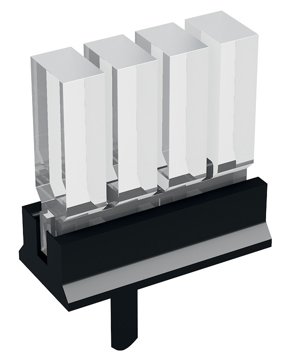 1296.4124 MENTOR, PCB Mounted 4-Way LED Light Pipe, Clear Rectangle Lens
