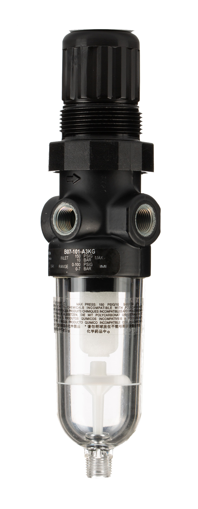 Norgren B07 Polycarbonate Filter Regulator, 40μm, G 1/8, Automatic, 10 bar