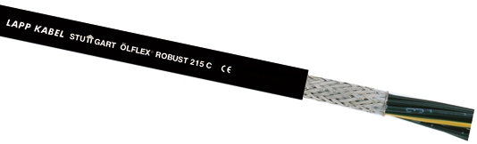 Lapp ÖLFLEX ROBUST 215 C Control Cable, 5 Cores, 1 mm² CSA 17 AWG, Screened, 50 m, Black Polypropylene Sheath