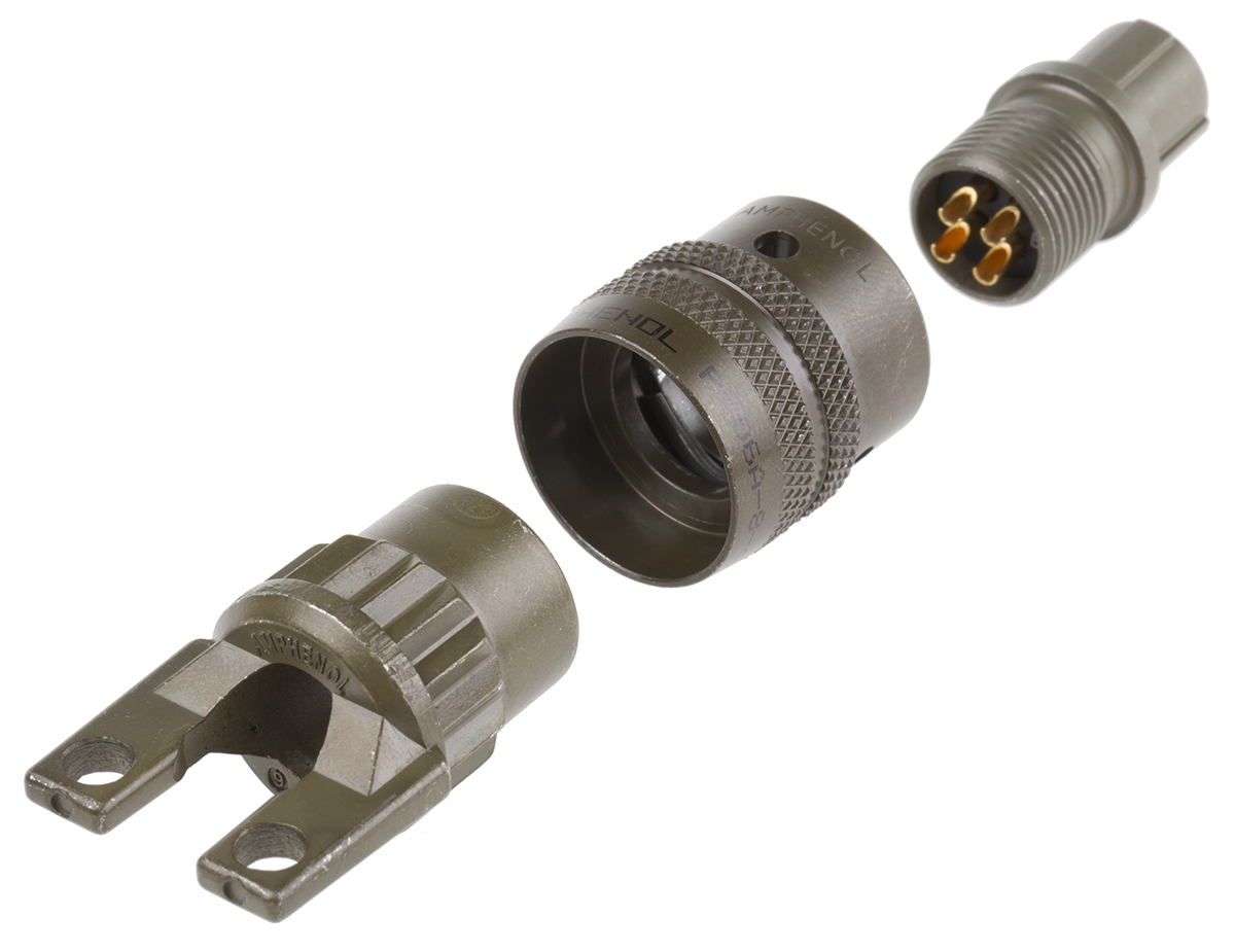 Amphenol Socapex, PT, Copper Alloy 4 Way Cable Mount MIL Spec Circular Connector PlugGreen, Pin Contacts,Shell Size 8,