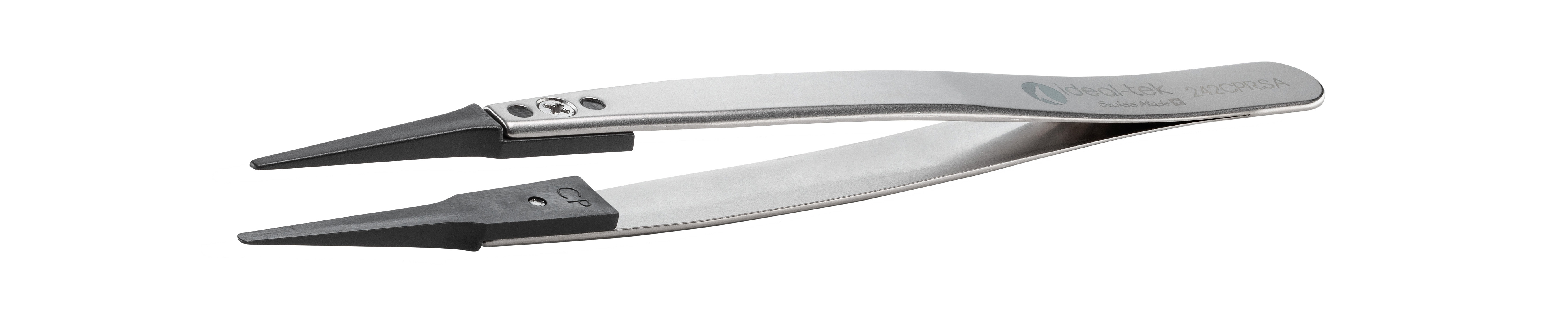 ideal-tek 130 mm, PEEK (Tip), Stainless Steel (Body), Flat; Rounded, ESD Tweezers