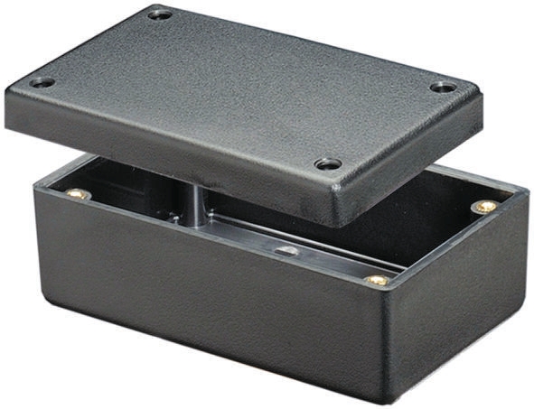 Hammond 1594 Series Black Flame Retardant ABS Enclosure, IP54, Black Lid, 81 x 56 x 40.1mm