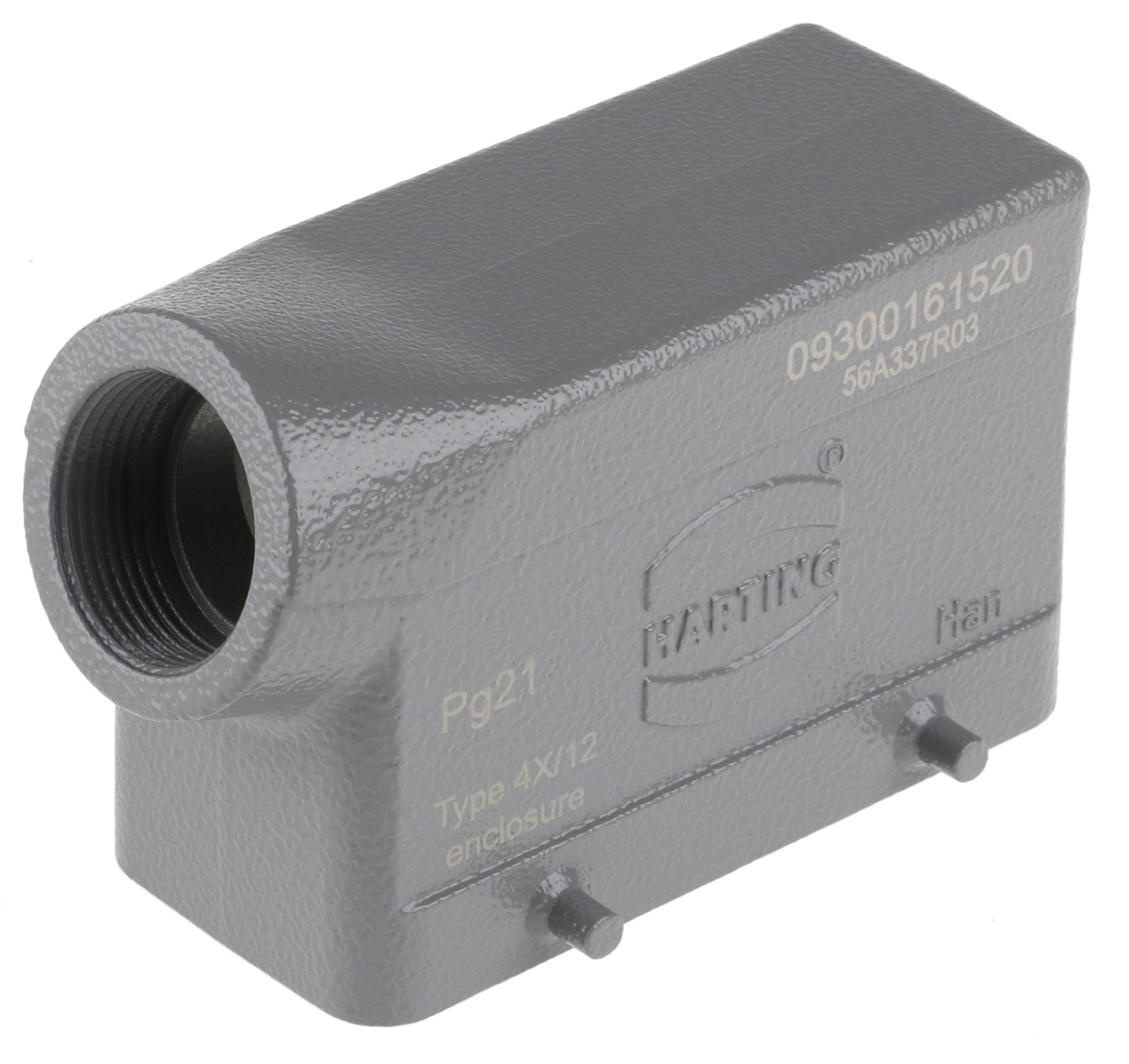 HARTING Han B Heavy Duty Power Connector Hood, PG21 Thread, Side Entry