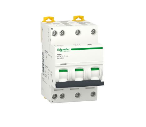 Schneider Electric Acti 9 Acti9 iDT40N MCB, 3+N, 16A Curve C, 400V AC