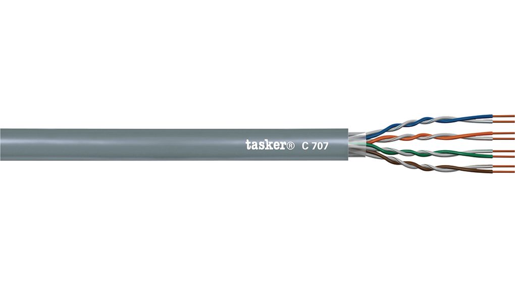 TaskerC707 Cat5e, Grey RJ45 to Male, Unterminated PVC Sheath