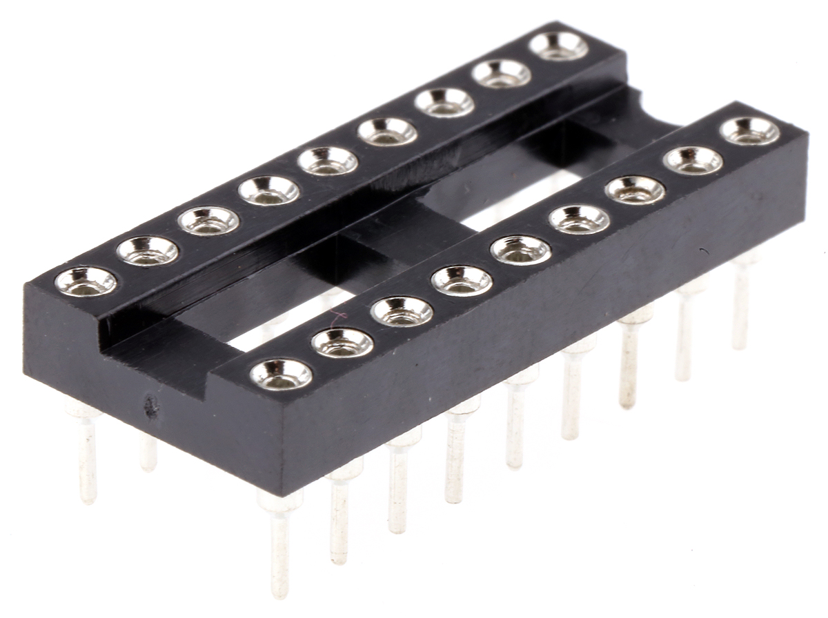 Winslow 2.54mm Pitch Vertical 18 Way, Through Hole Turned Pin Open Frame IC Dip Socket, 5A