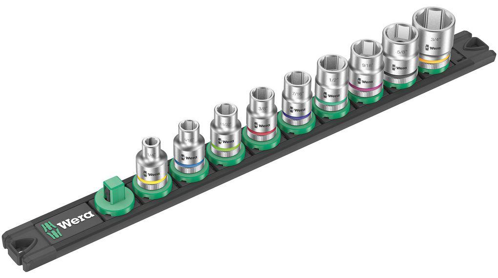 Wera 9-Piece Imperial 3/8 in Standard Socket Set , 6 point