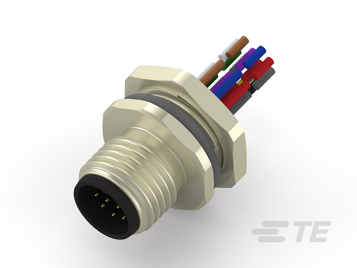 TE Connectivity Circular Connector, 12 Contacts, Front, M12 Connector, Plug, Male, IP67, M12 Series