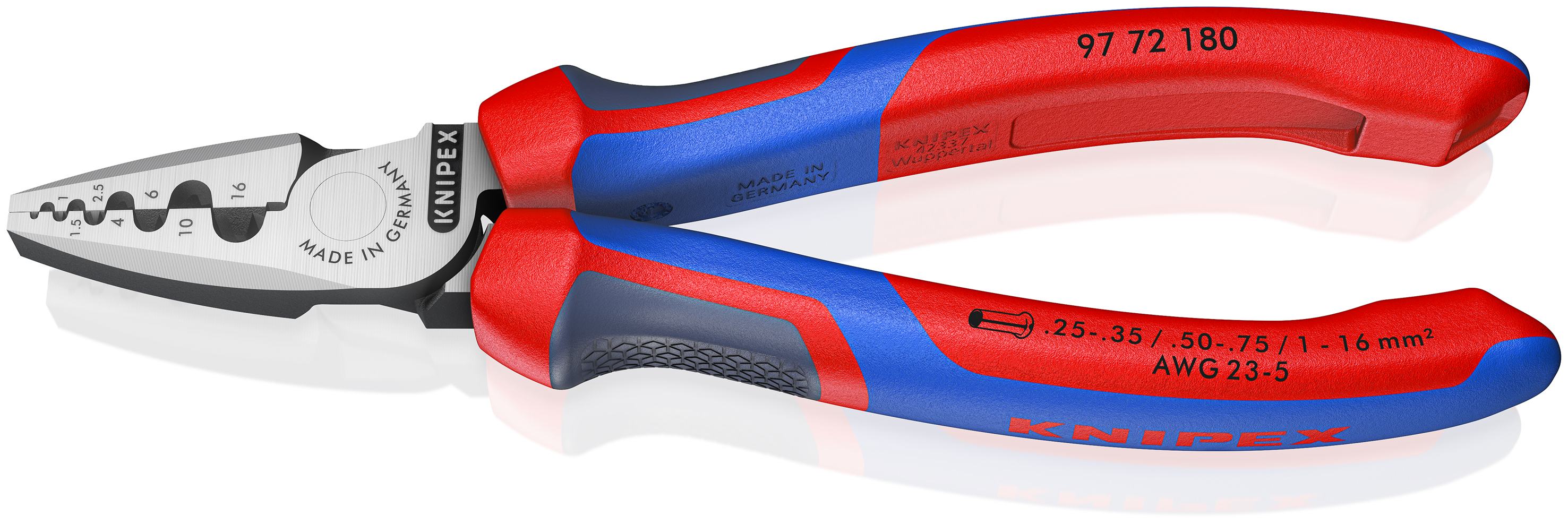 Knipex 97 Hand Crimp Tool for Bootlace Ferrule, 0,25 → 16mm² Wire
