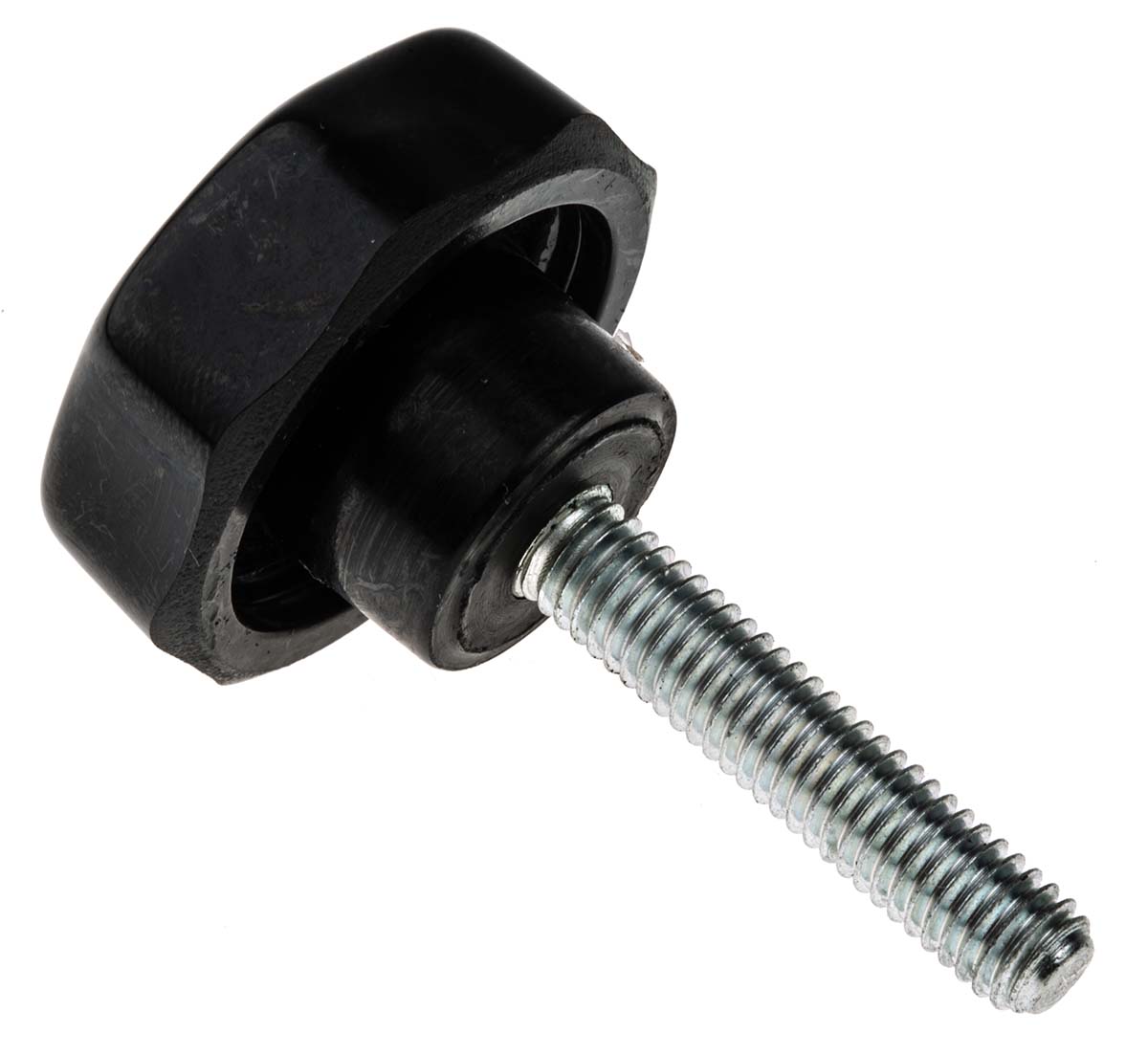 RS PRO Black Multiple Lobes Clamping Knob, M6, Threaded Stud