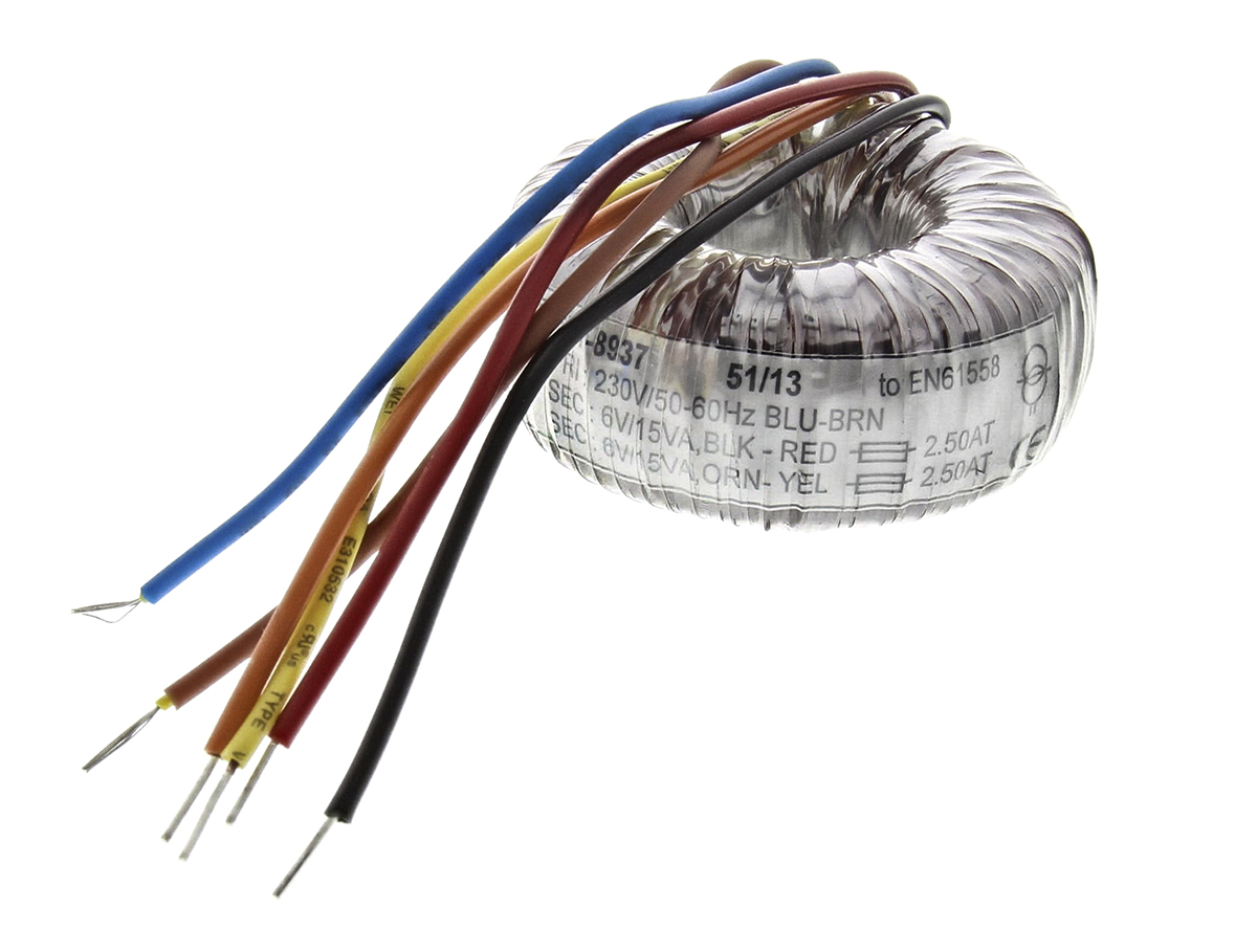 RS PRO 230V ac, 2 x 6V ac Toroidal Transformer, 30VA 2 Output