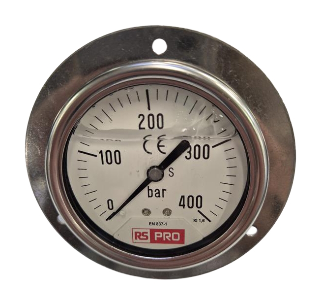 RS PRO BSP 1/4 Analogue Pressure Gauge 400bar Bottom Entry 63mm Outside Diameter