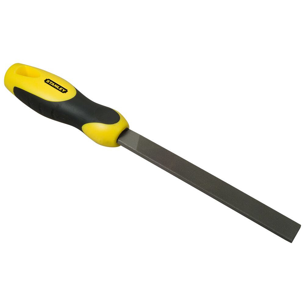 Stanley 380mm, Second Cut, Flat File Handle With Soft-Grip Handle