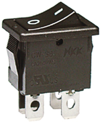 NKK Switches DPST, On-Off Rocker Switch Panel Mount