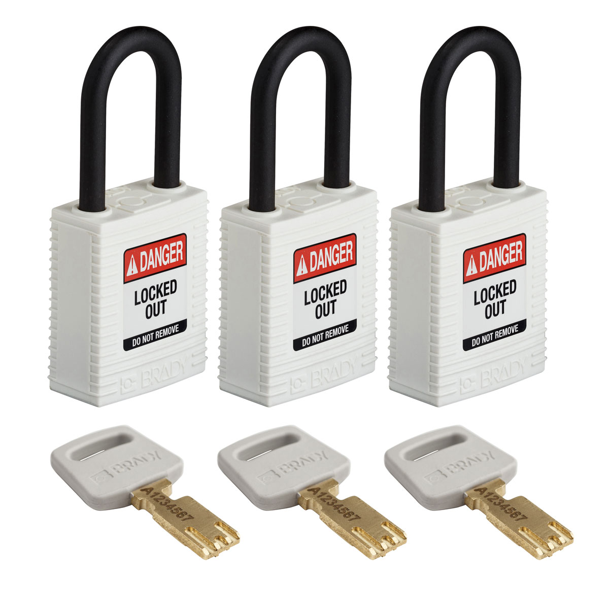 Brady LOTO-101 Key Weatherproof Nylon, Plastic Padlock, Keyed Alike, 6.35mm Shackle, 38.00mm Body