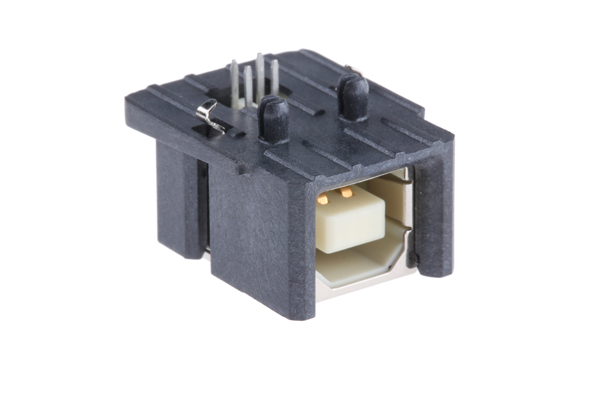 HARTING Right Angle, Through Hole, Socket- Single Port Type B 2.0 USB Connector