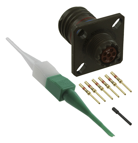 Amphenol Limited, D38999 6 Way Wall Mount MIL Spec Circular Connector ReceptacleGreen, Pin Contacts,Shell Size 9, Quick