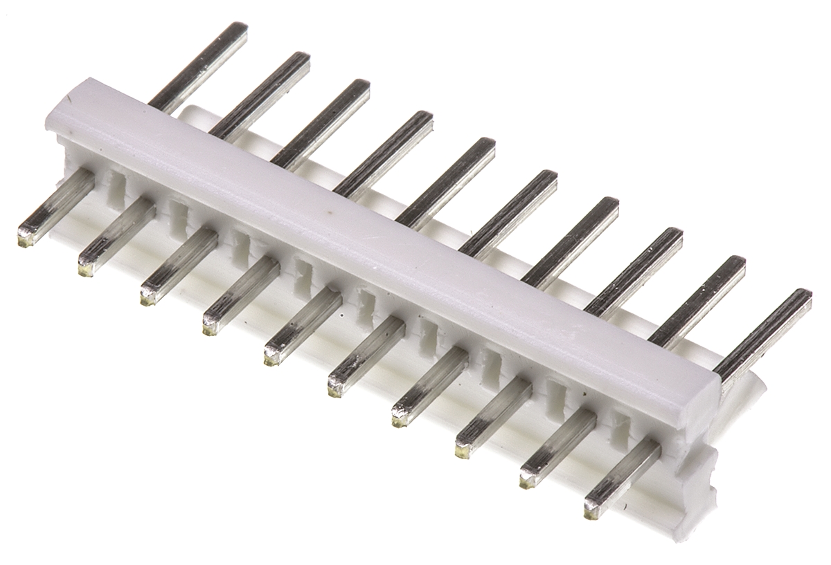 TE Connectivity MTA-100 Series Straight Through Hole Pin Header, 10 Contact(s), 2.54 mm Pitch, 1 Row, Unshrouded