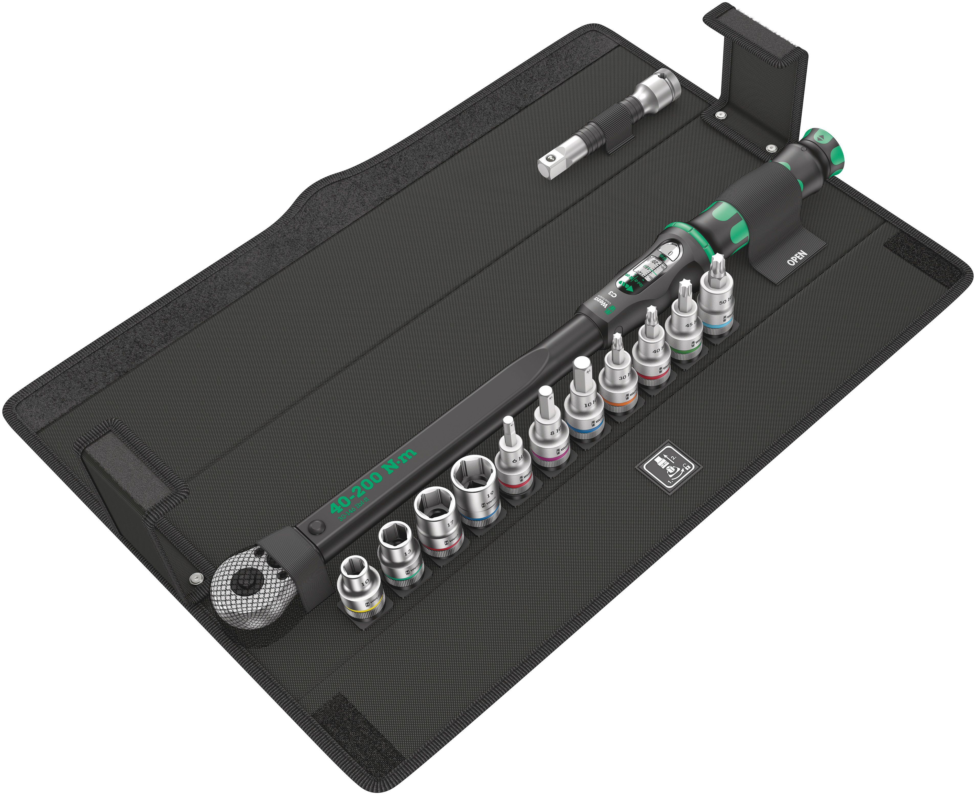 Wera Click-Torque C 3 Set 1 Click Torque Wrench Set, 40 → 200Nm, 1/2 in Drive