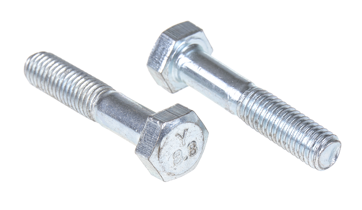 RS PRO Bright Zinc Plated Steel, Hex Bolt, M8 x 40mm