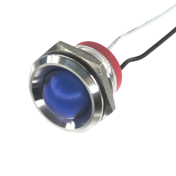 CML Innovative Technologies PL22SL Series Blue Panel LED, 110V, 22mm Mounting Hole Size, Lead Wires Termination, IP67