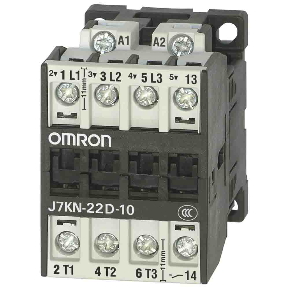 Omron Contactor, 110 VAC Coil, 3-Pole, 22 A, 11 kW, 1NO + 3NC