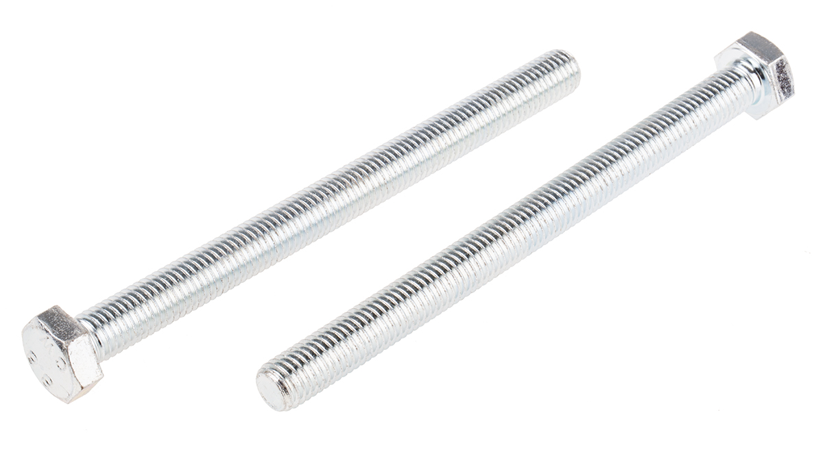 RS PRO Bright Zinc Plated Steel, Hex Bolt, M12 x 150mm