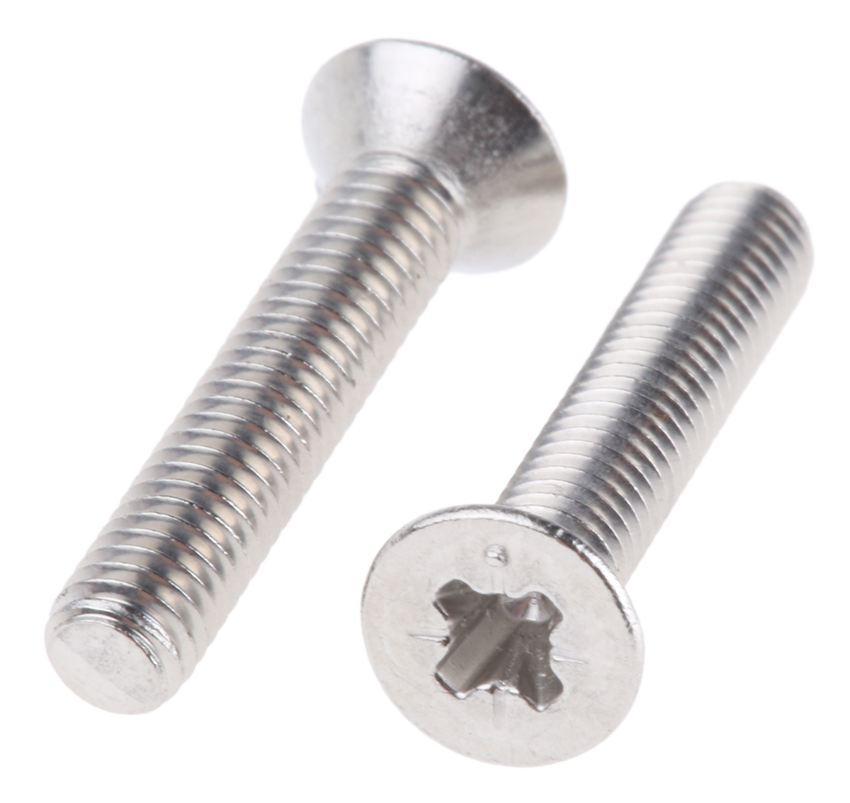 RS PRO Pozi M6 Countersunk Steel Machine Screws DIN 965 x 30.0mm