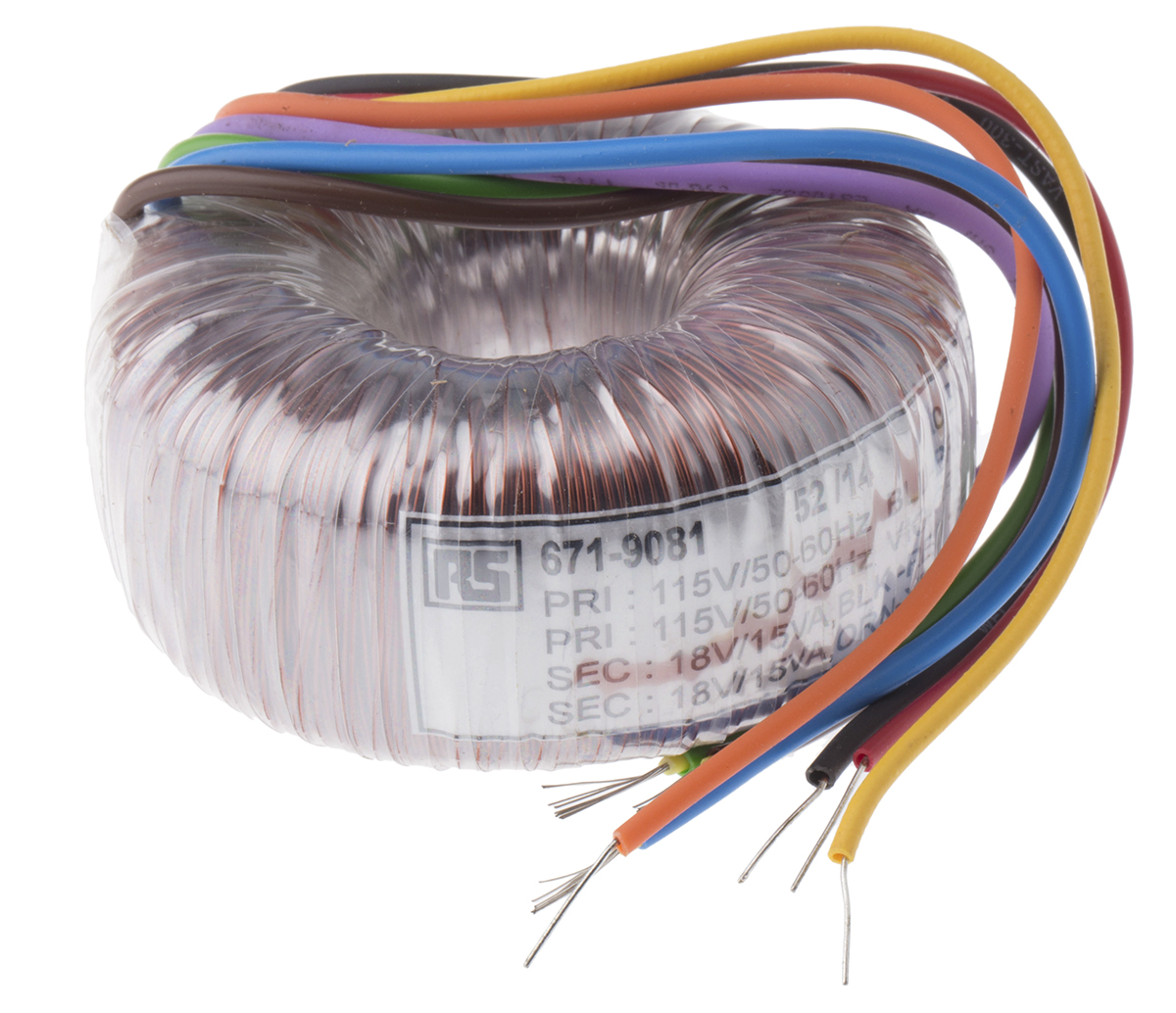 RS PRO 115 V ac, 230 V ac, 2 x 18V ac Toroidal Transformer, 30VA 2 Output