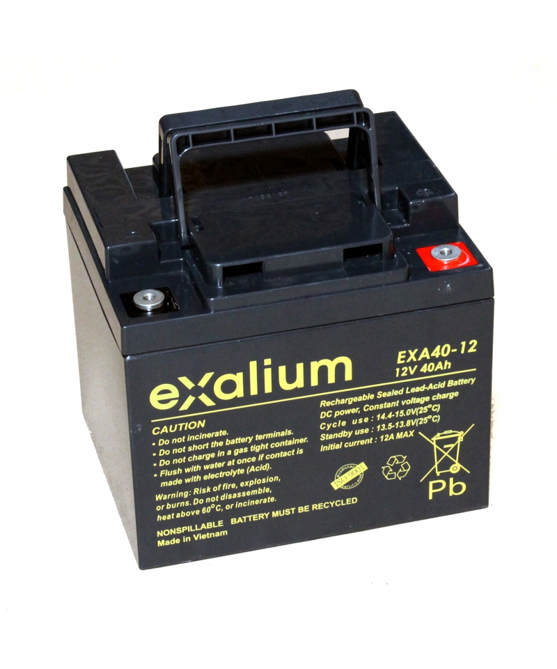 Exalium 12V M6 Lead Acid Battery, 40Ah