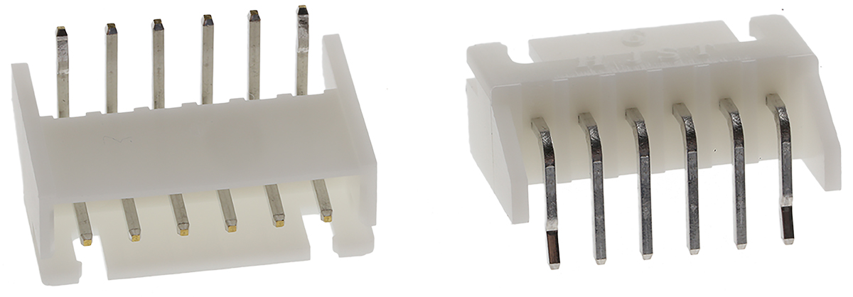 JST XH Series Right Angle Through Hole PCB Header, 6 Contact(s), 2.5 mm Pitch, 1 Row, Shrouded