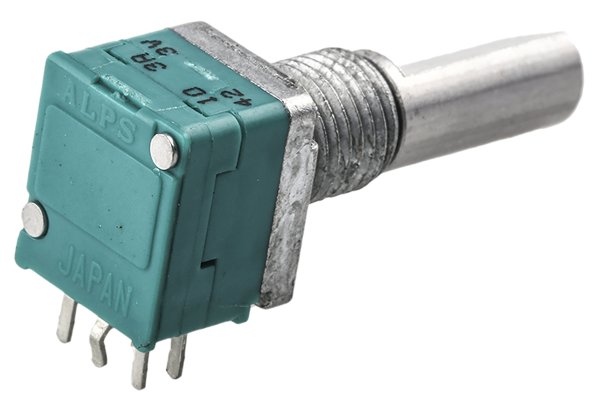 Alps Alpine RK097 10kΩ Rotary Potentiometer, Panel Mount (Through Hole), RK09712200HA
