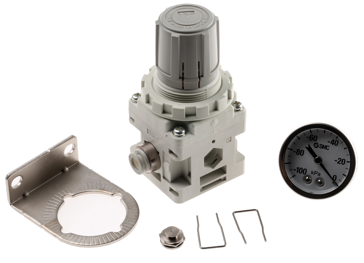 SMC Metric M8 port 240L/min Vacuum Regulator, -100kPa to -1.3kPa