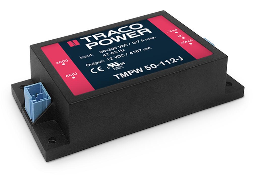 TRACOPOWER Switching Power Supply, TMPW 50-112-J 50W, Dual Output, 90 → 305V ac Input Voltage