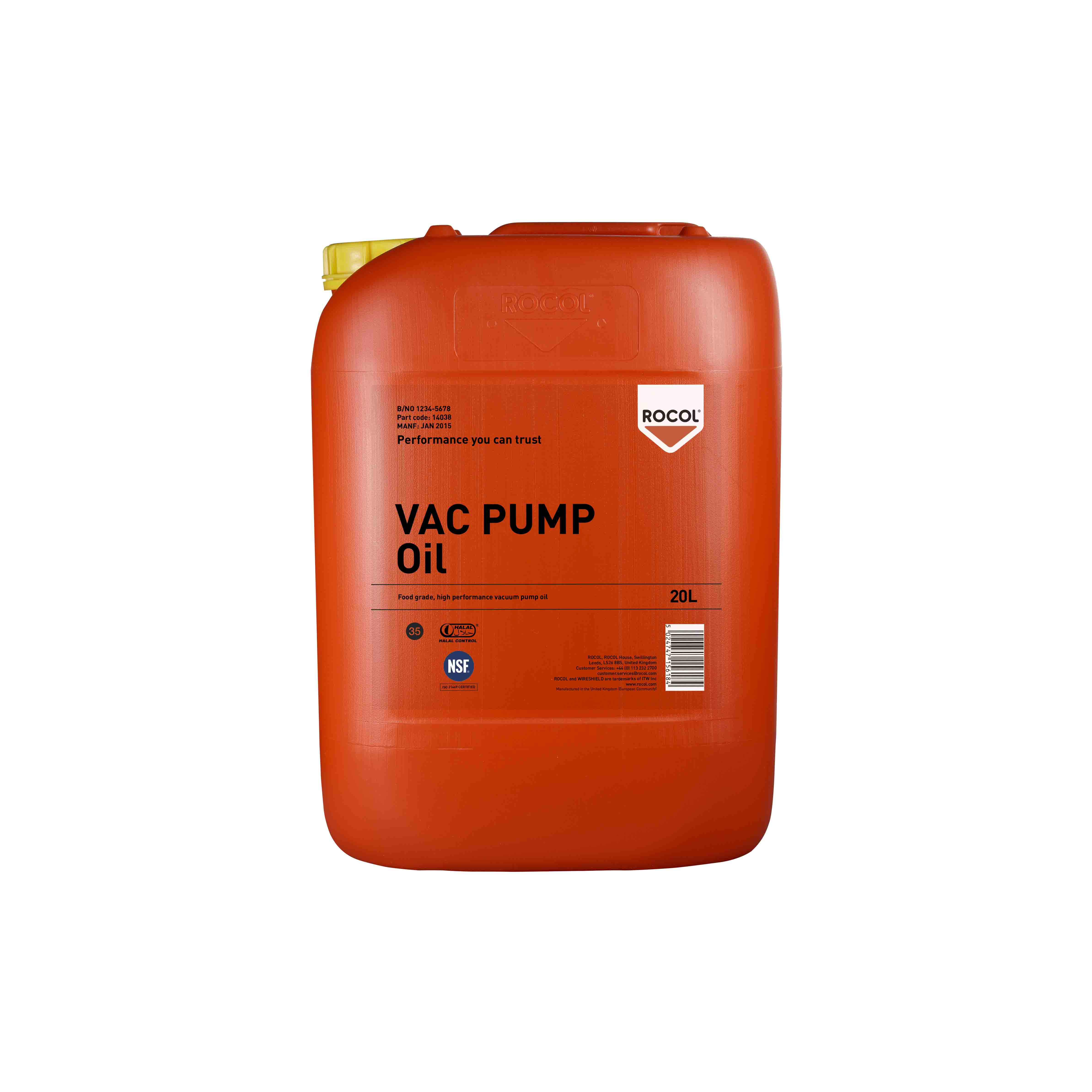 Rocol VAC Pump Oil Multi Purpose Lubricant 20L Can,Food Safe