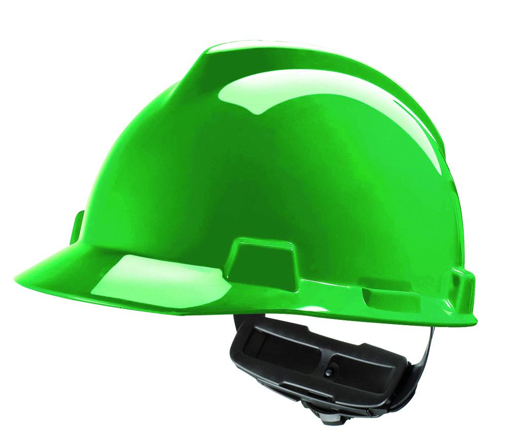 MSA Safety V-Gard Green Safety Helmet, Adjustable