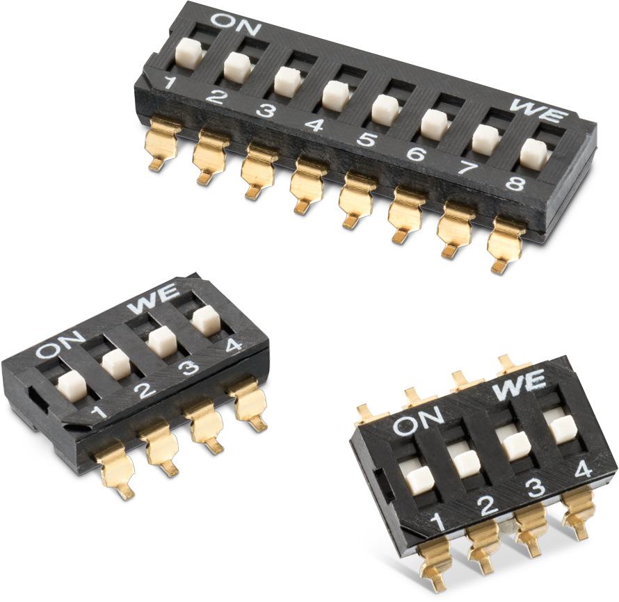 Wurth Elektronik 6 Way Surface Mount DIP Switch, Raised Actuator