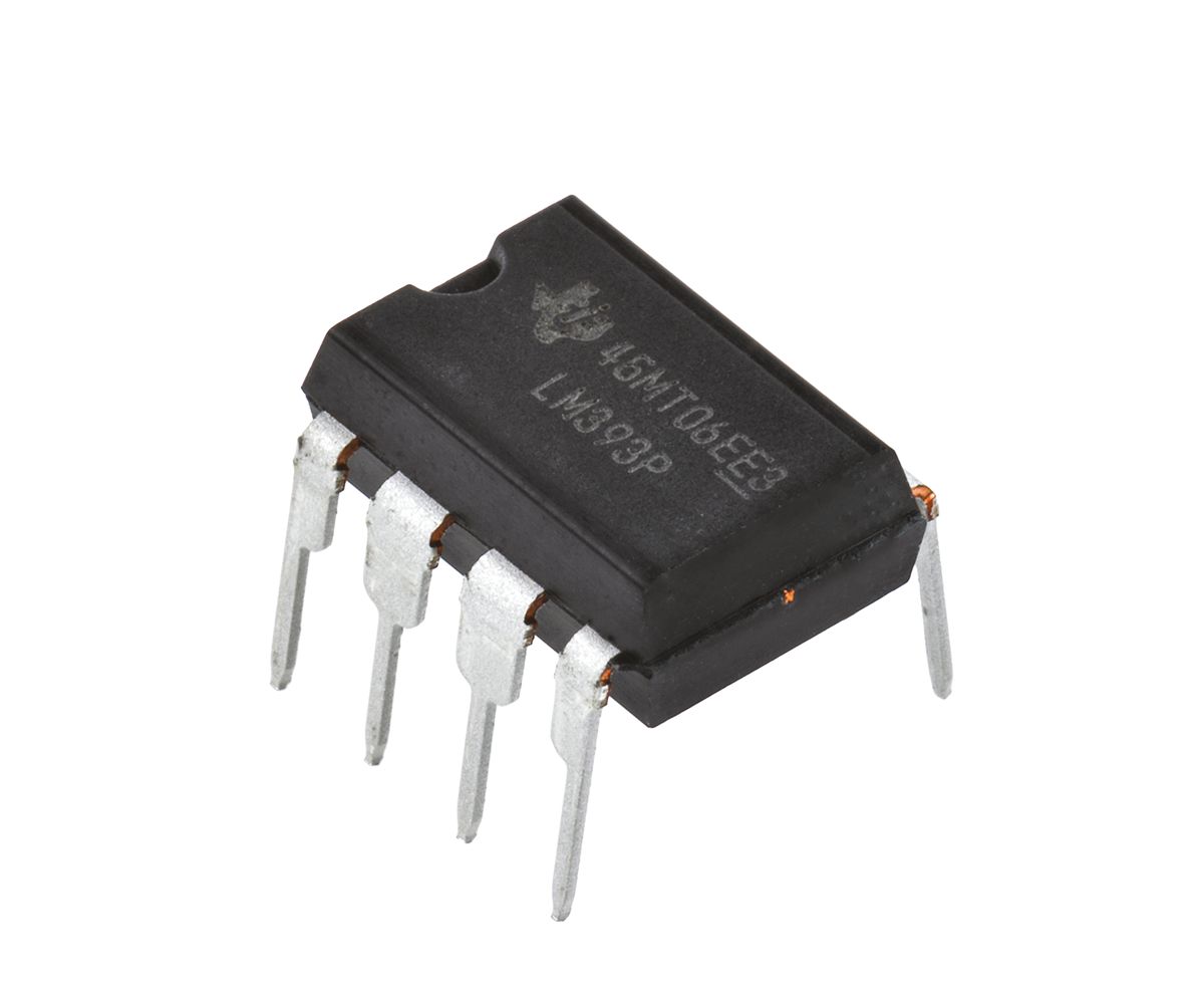 LM393P Texas Instruments, Dual Comparator, Open Collector O/P, 1.3μs 3 → 28 V 8-Pin PDIP